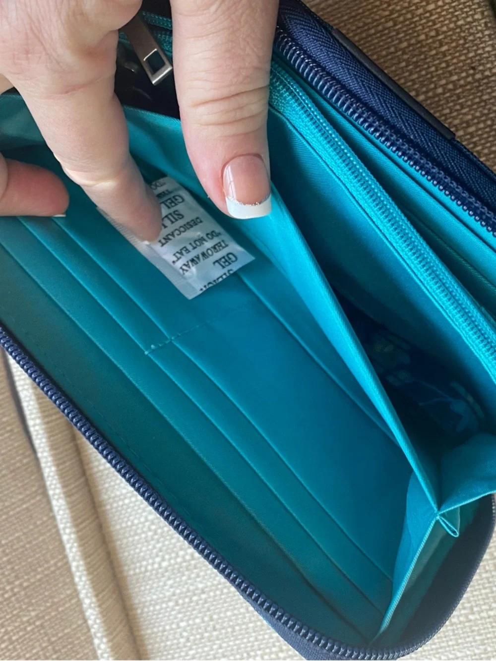 Travelon Teal Floral Zip Wallet on Navy - Picture 7 of 7